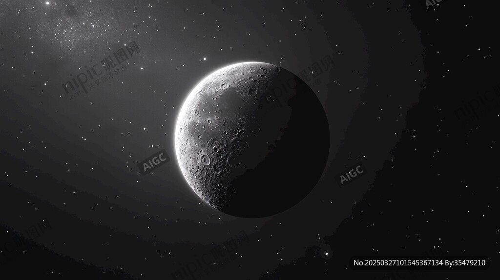 太空中的月球特写画面