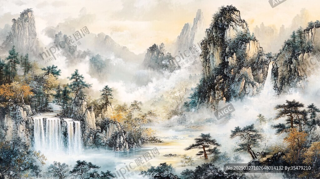 水墨山水间的诗意自然景观