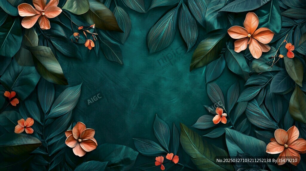 绿叶繁花背景图