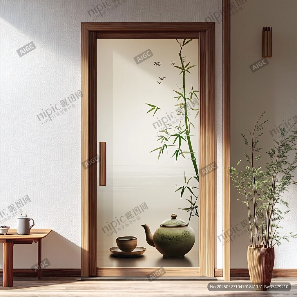 竹韵茶室门饰 雅致氛围