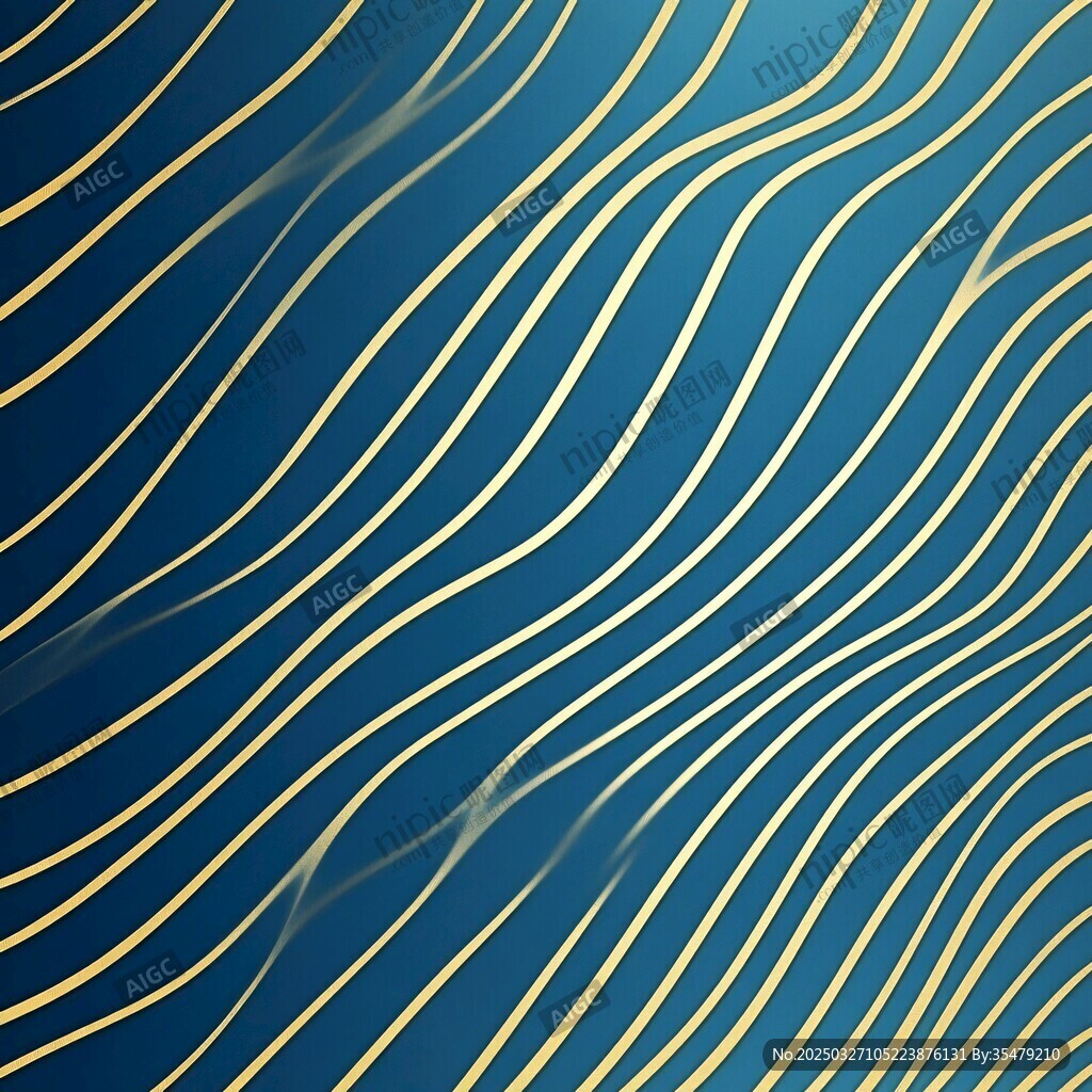 蓝金波浪线条背景纹理