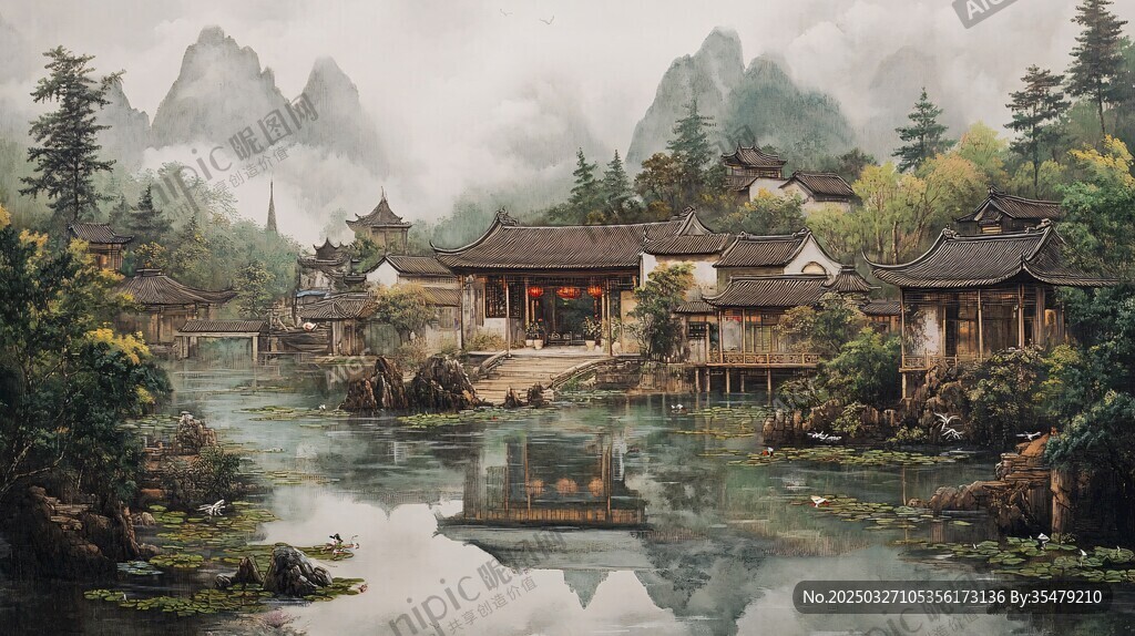 江南水乡古韵山水村落景
