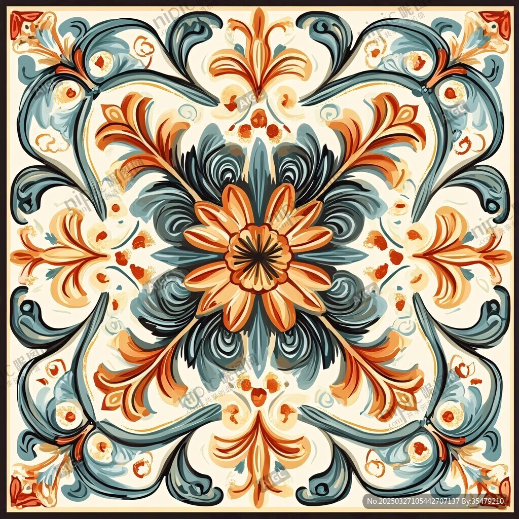 复古精美花卉图案装饰画