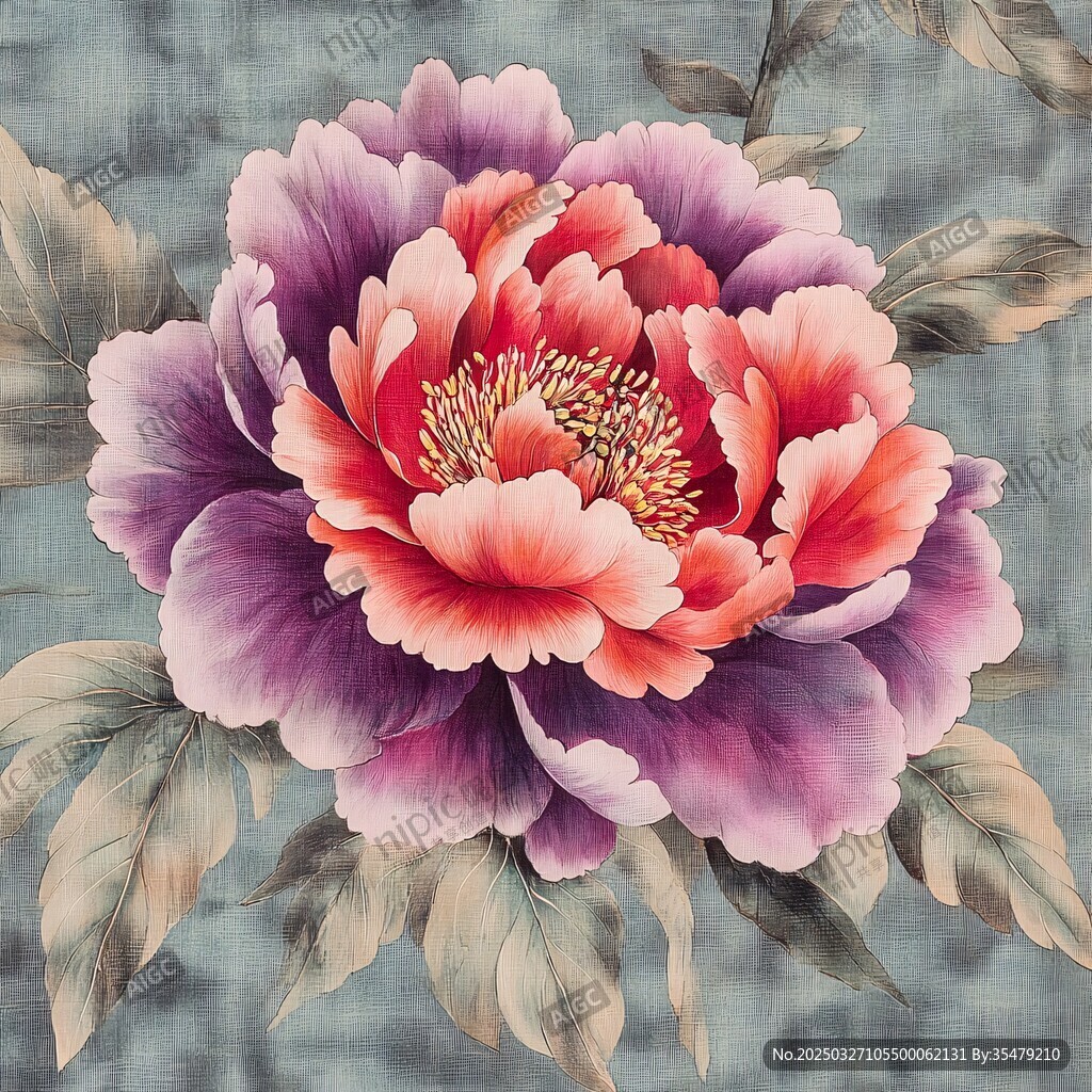 绚丽牡丹花卉图