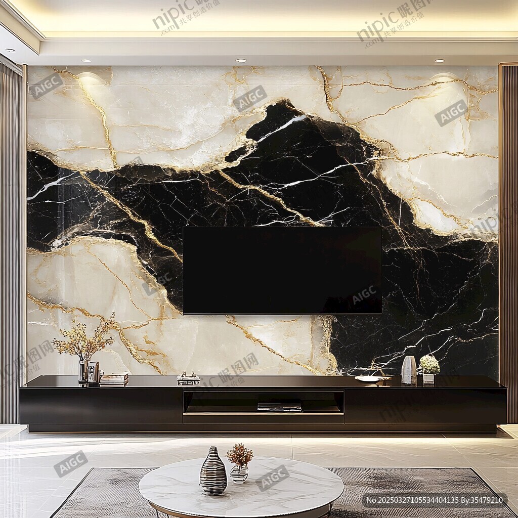 奢华大理石电视背景墙设计