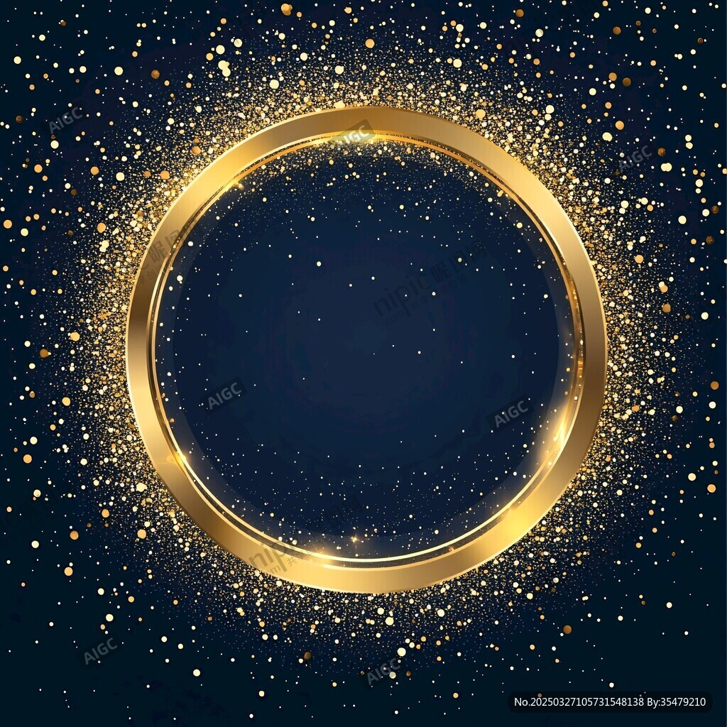 金色圆环闪耀星空背景
