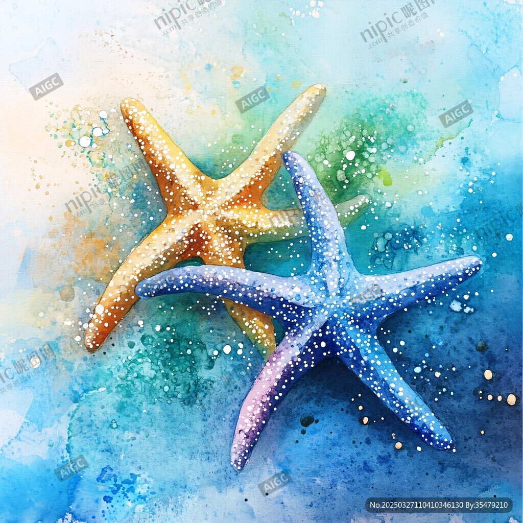 水彩海星 海洋梦幻之美