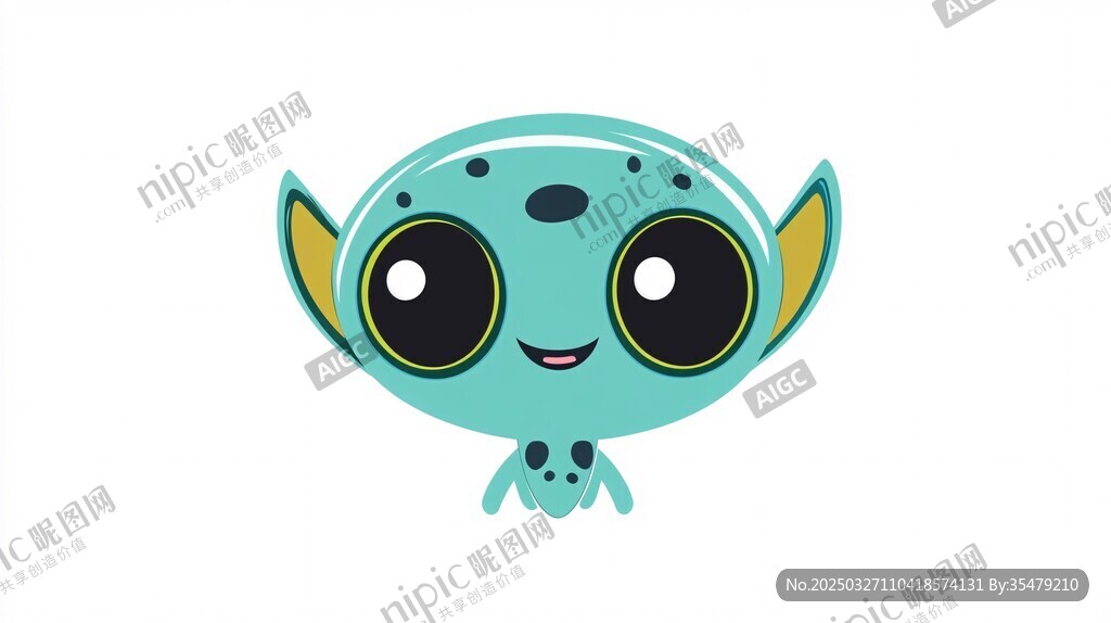 可爱蓝绿色外星小生物