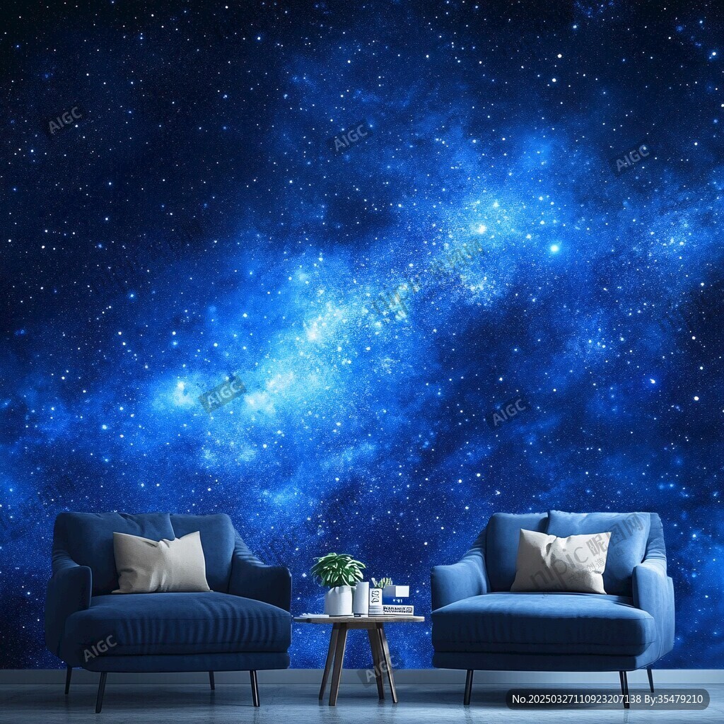 梦幻星空背景下的舒适角落