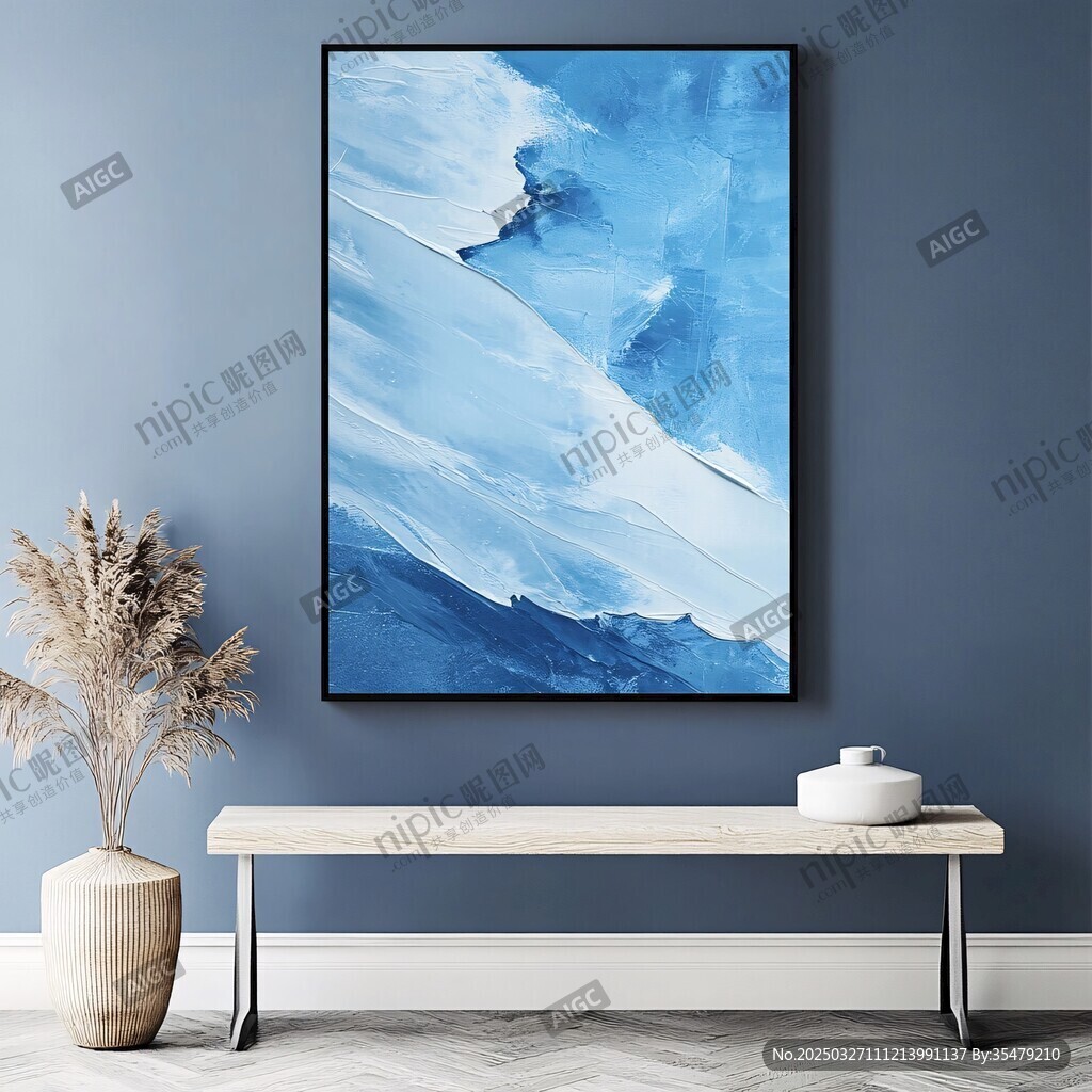 蓝色抽象艺术挂画装饰场景