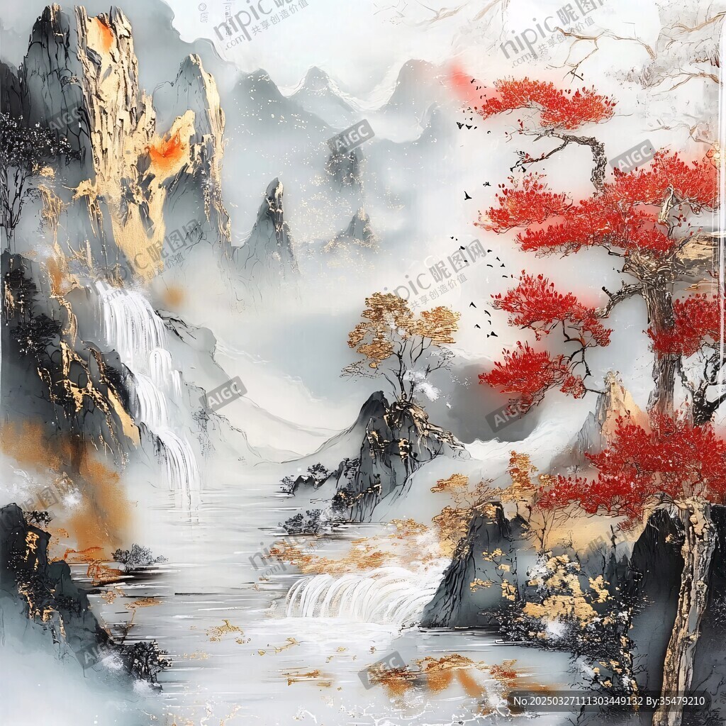 水墨山水间的诗意景致