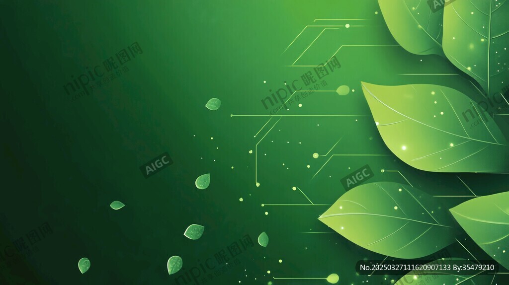 绿色科技风叶片背景图