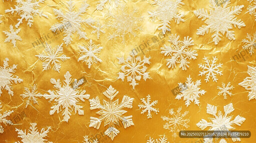 金色背景上的精美雪花图案