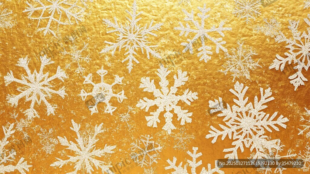 金色底纹上的精美雪花图案