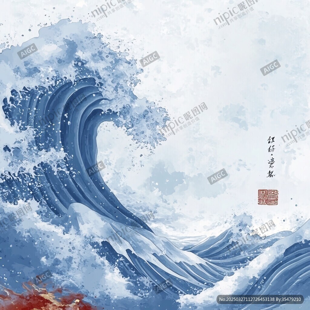 水墨海浪图