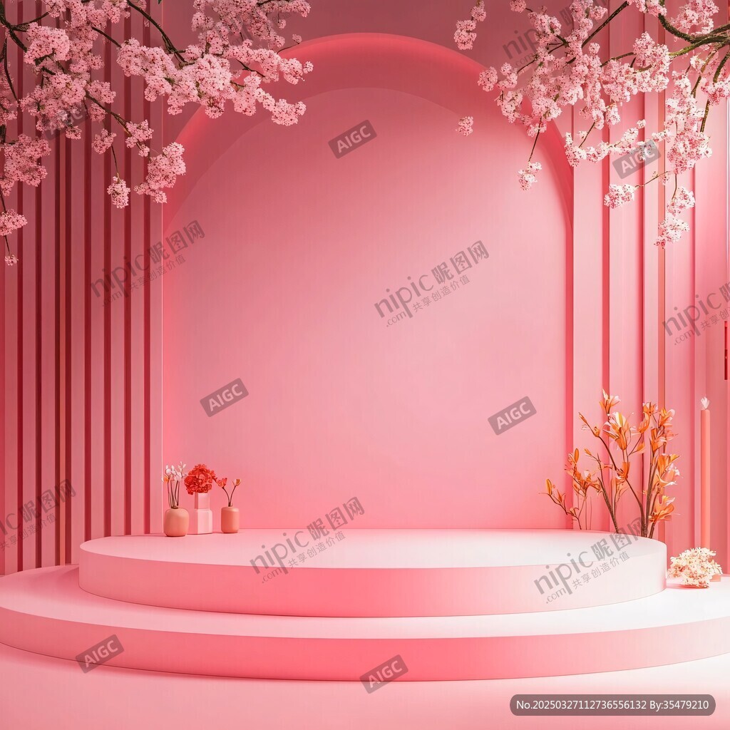 梦幻粉色樱花展示舞台