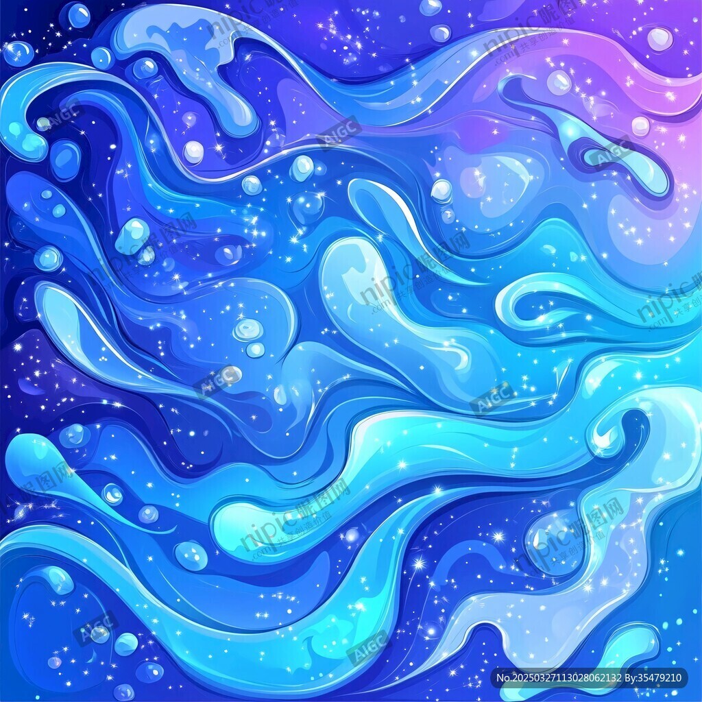 梦幻蓝紫流体气泡背景图
