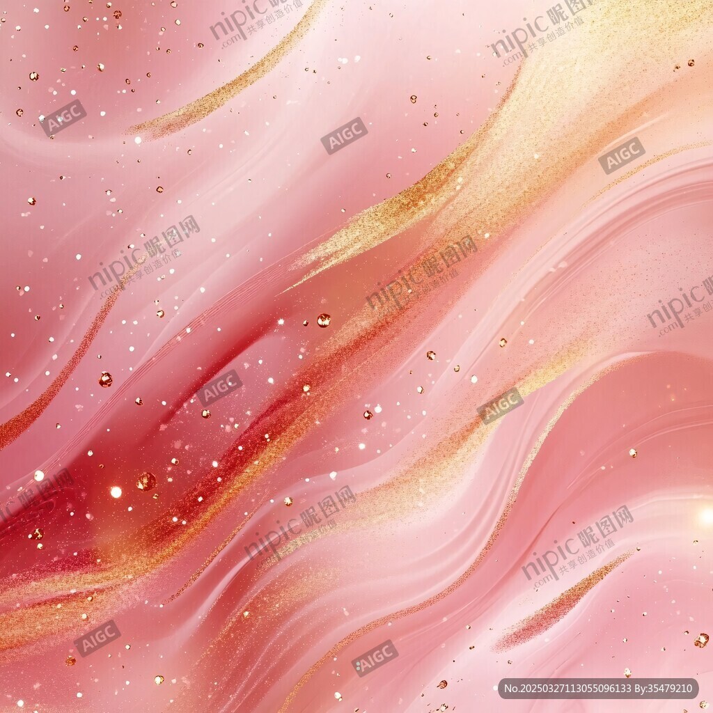 梦幻粉金流体渐变背景图