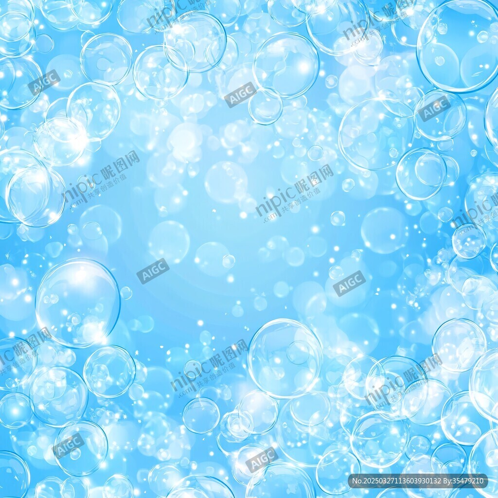 梦幻蓝色气泡背景图