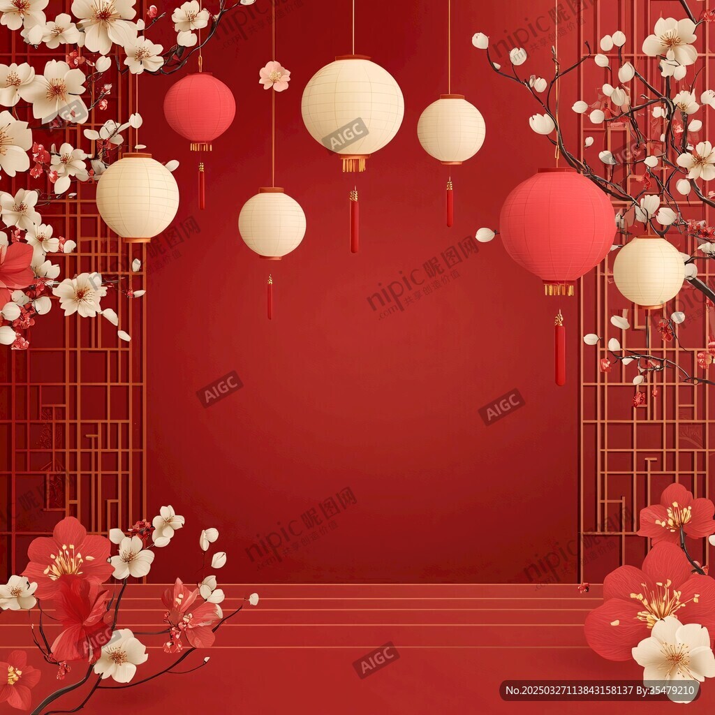 中式新春喜庆场景布置
