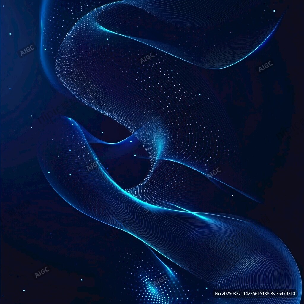 梦幻蓝色流动线条科技背景