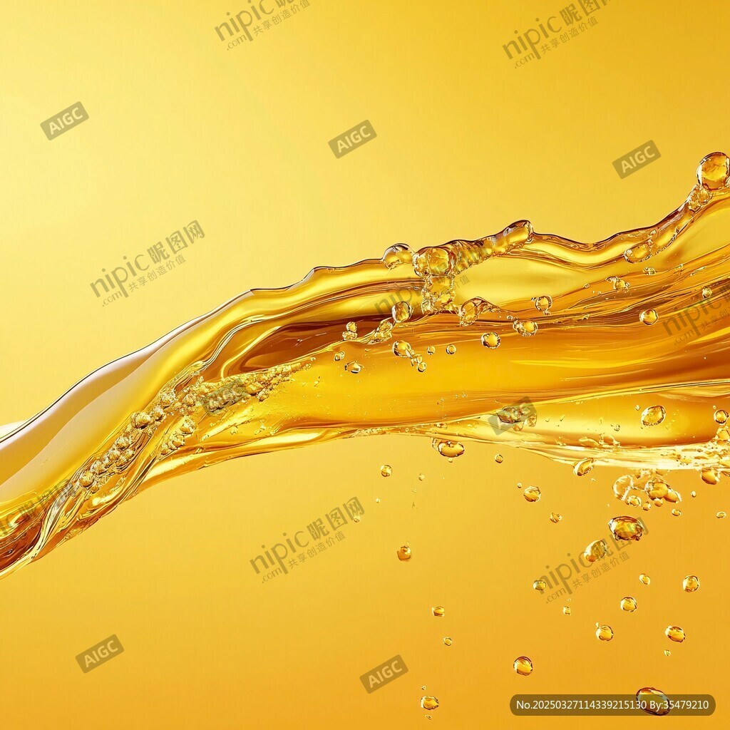 金黄油滴飞溅瞬间