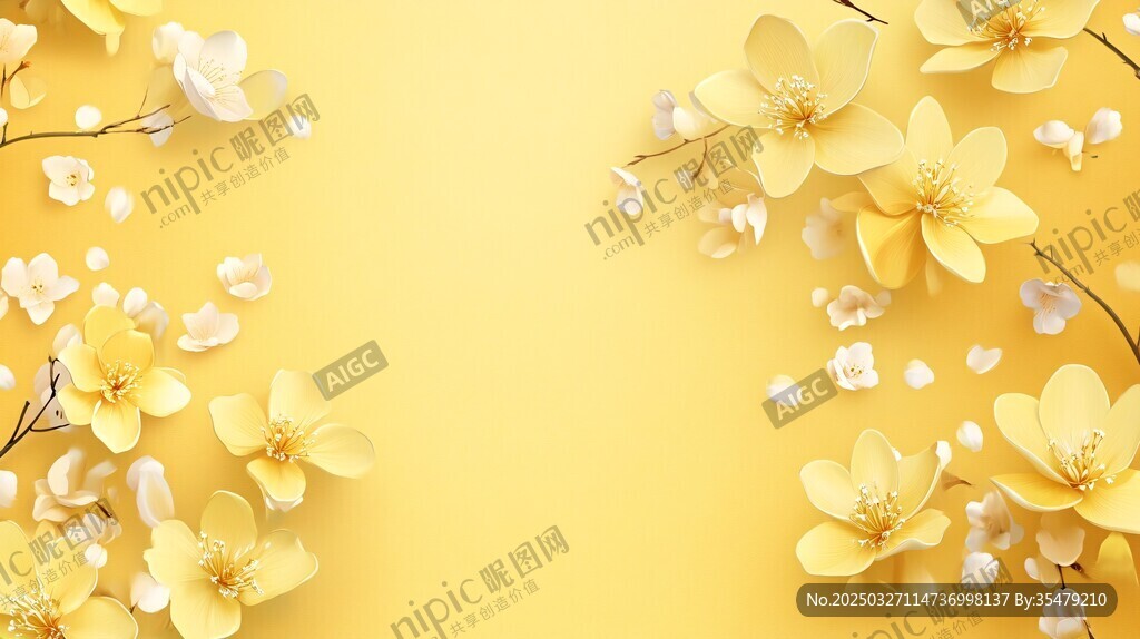 黄色繁花背景 清新唯美