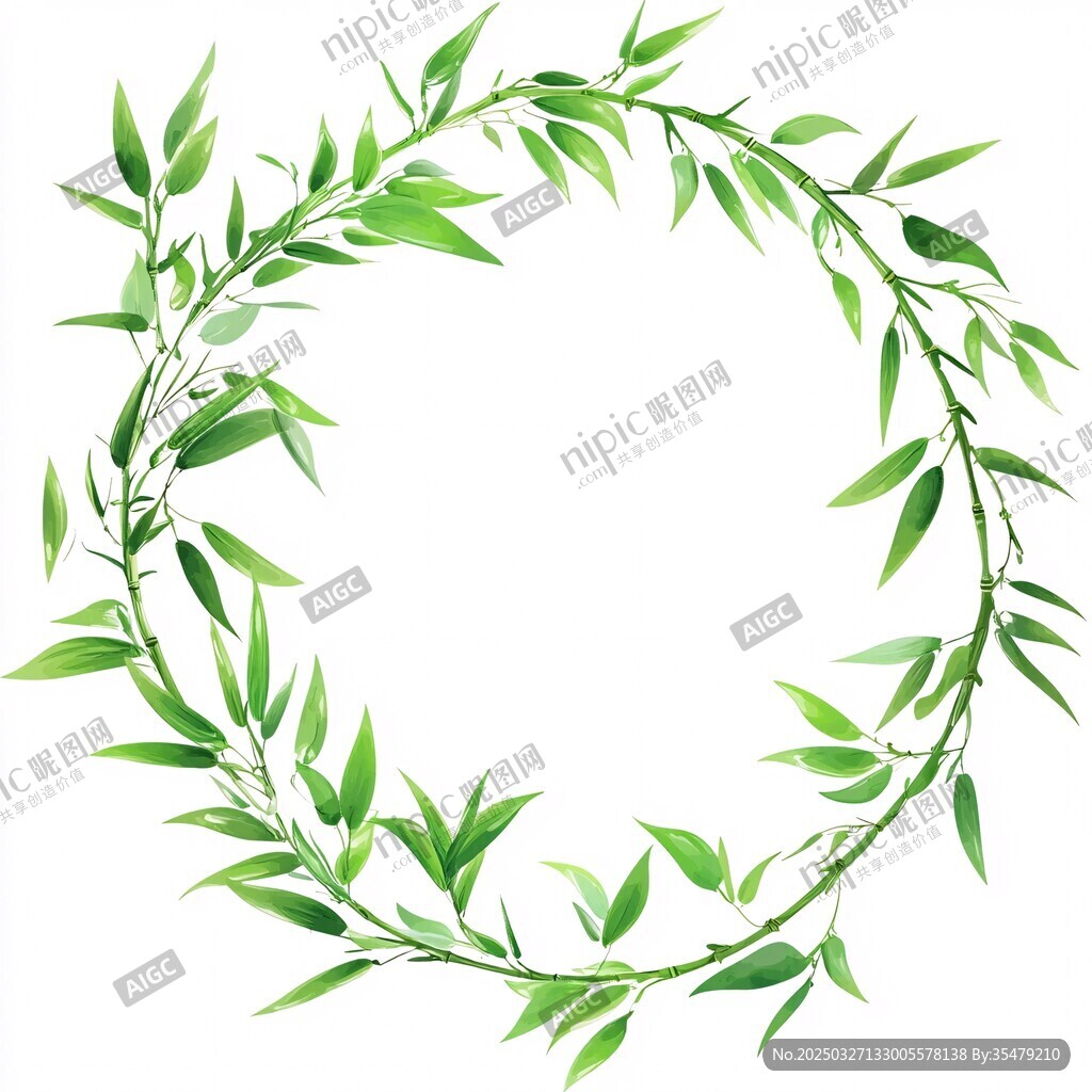 绿叶环绕的清新植物花环