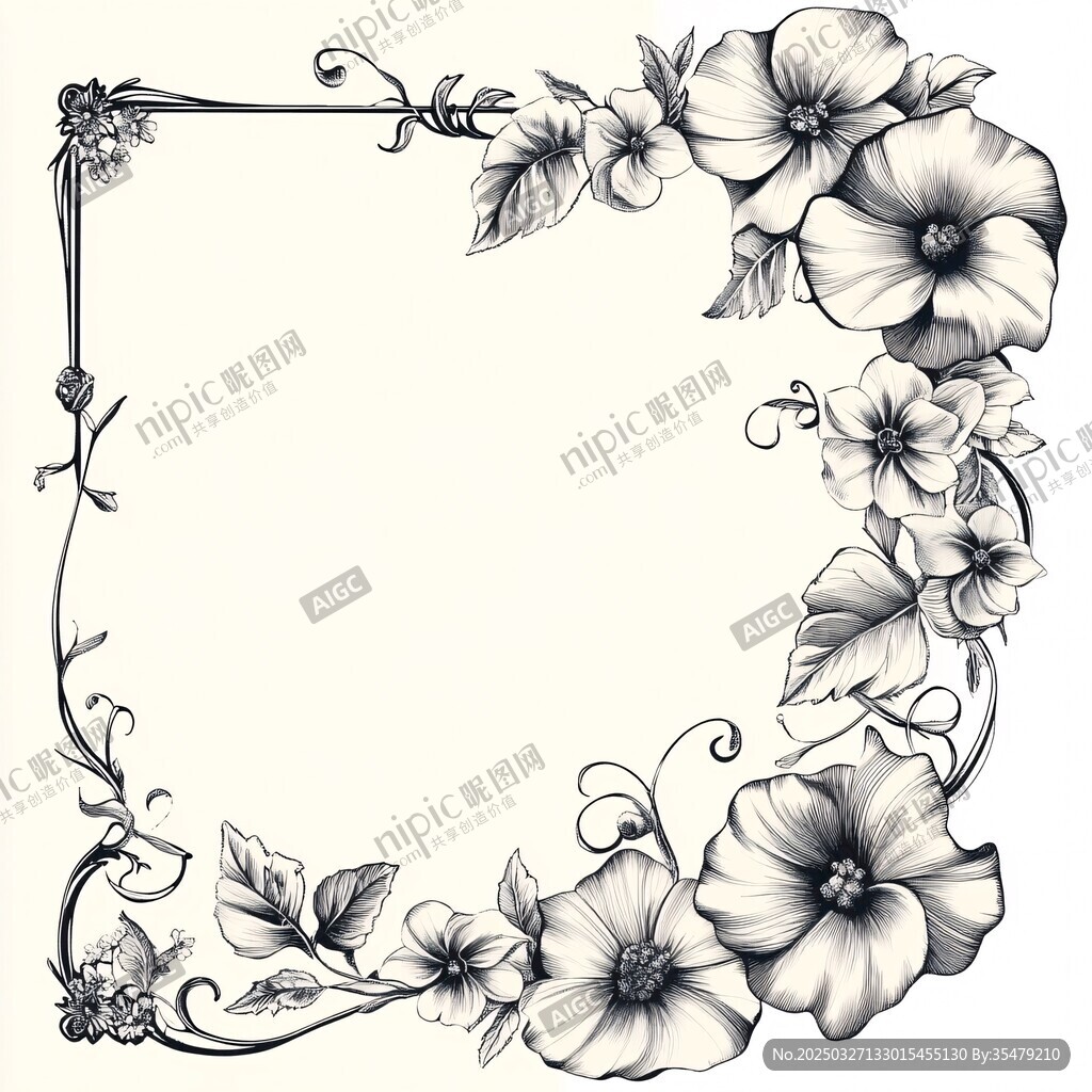 花卉装饰边框插画