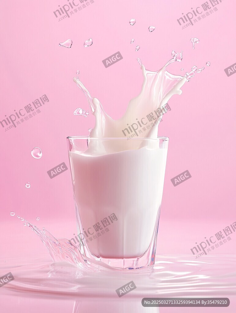 牛奶飞溅玻璃杯中的瞬间