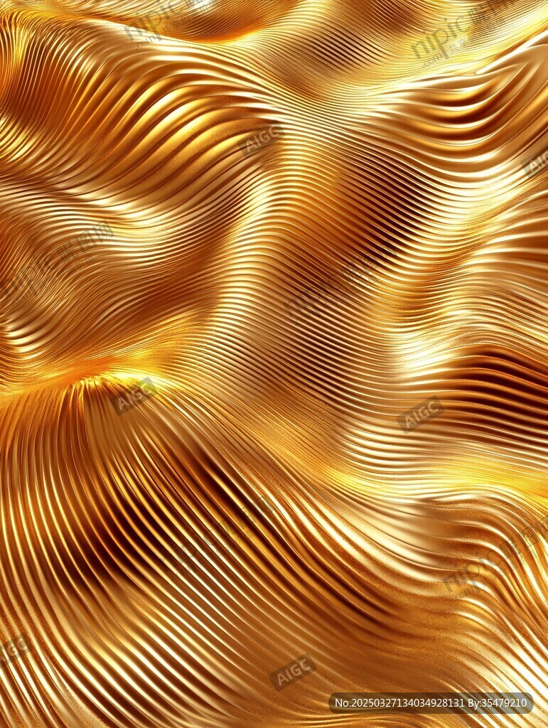 金色波纹质感立体背景图