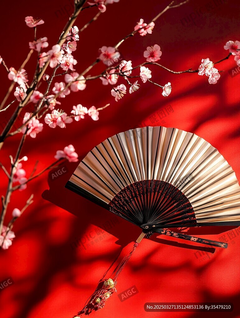 折扇伴花展中式风情