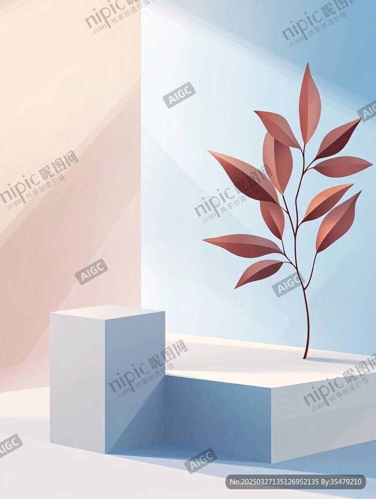 简约空间中的红叶绿植