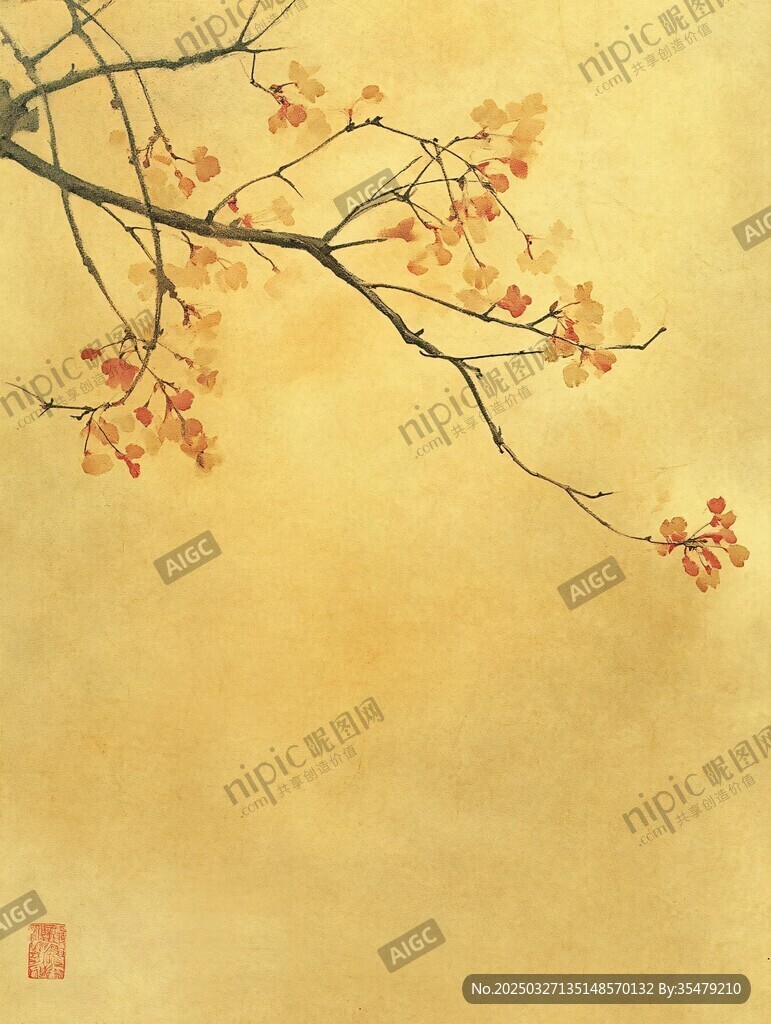 金黄花枝图