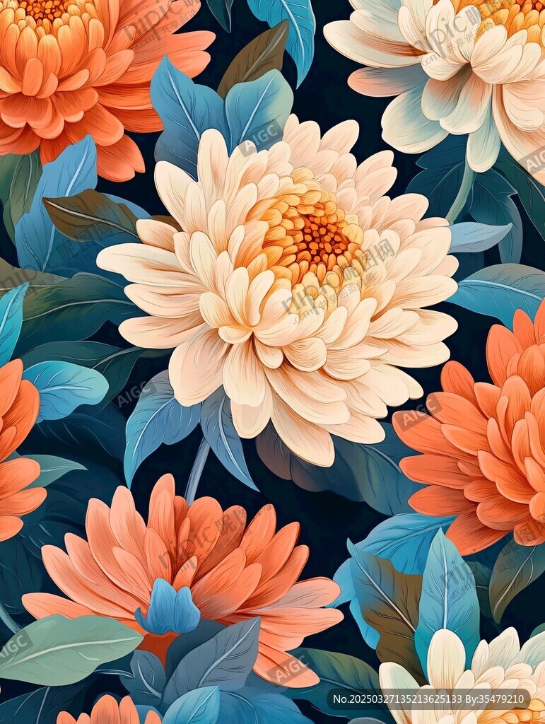 绚丽多彩花卉图案设计