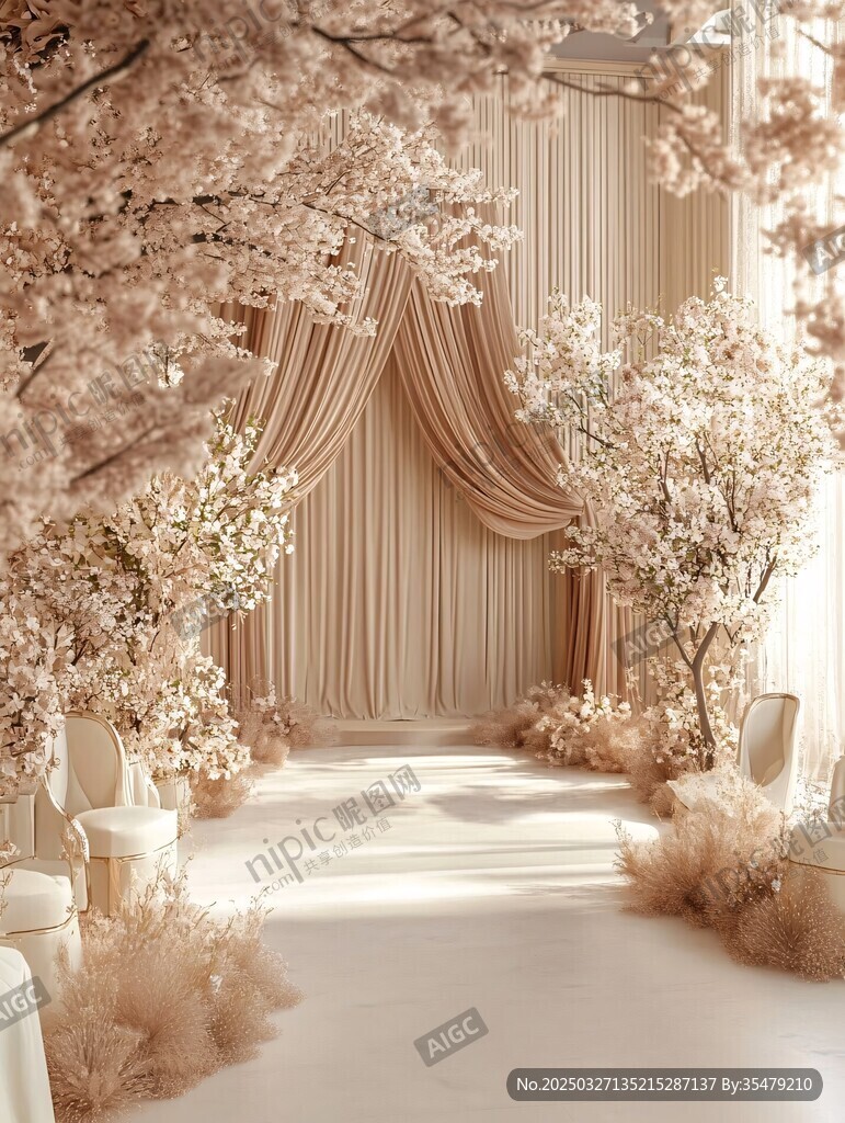 梦幻粉色系浪漫婚礼场景
