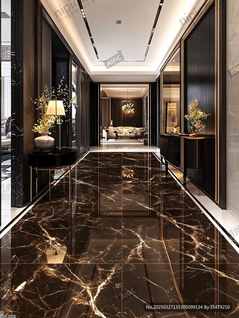 奢华大理石走廊室内美景