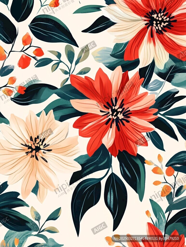 花卉植物图案背景插画