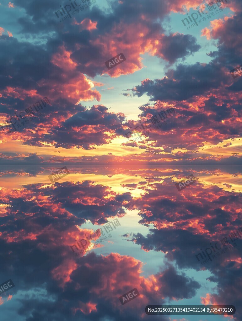 梦幻晚霞倒影天空之镜