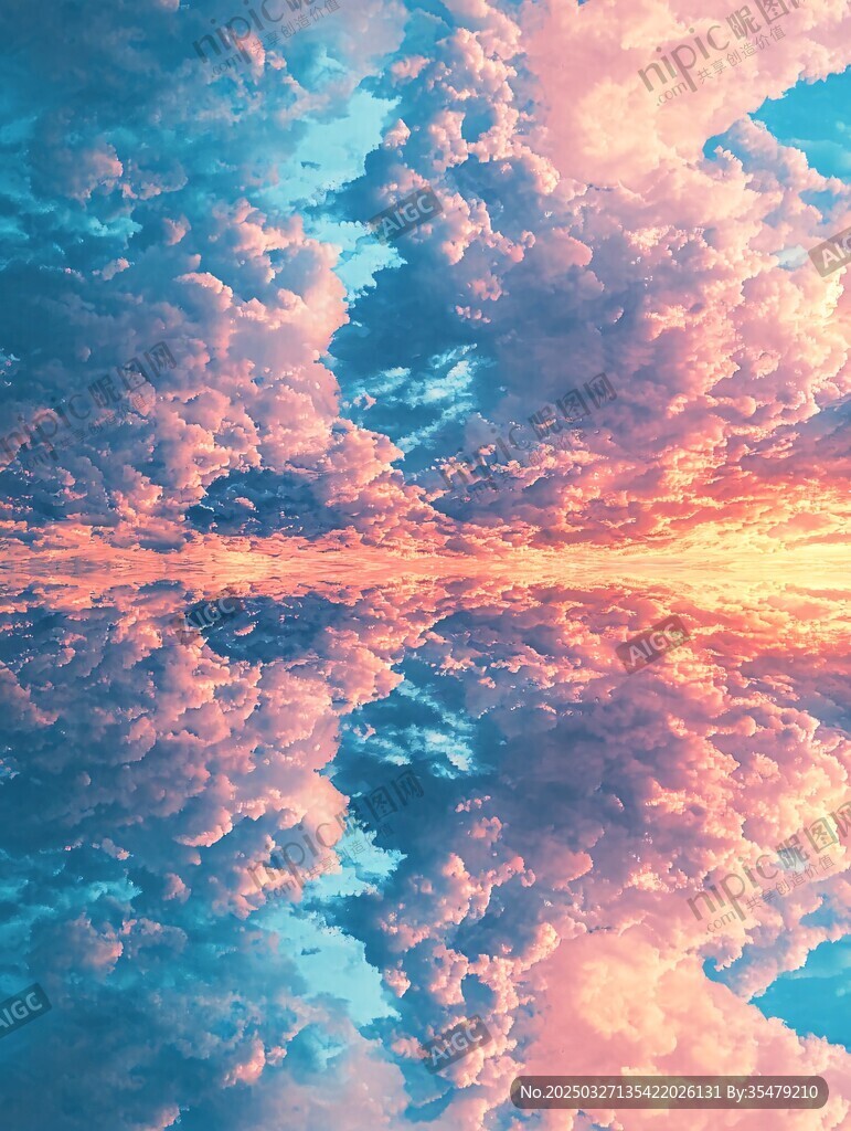 梦幻天空倒影的绚丽景象