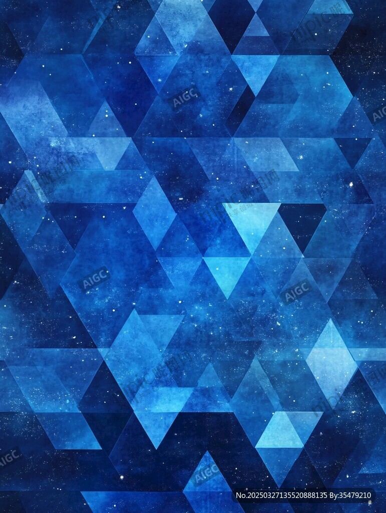 蓝色几何星空拼接背景图