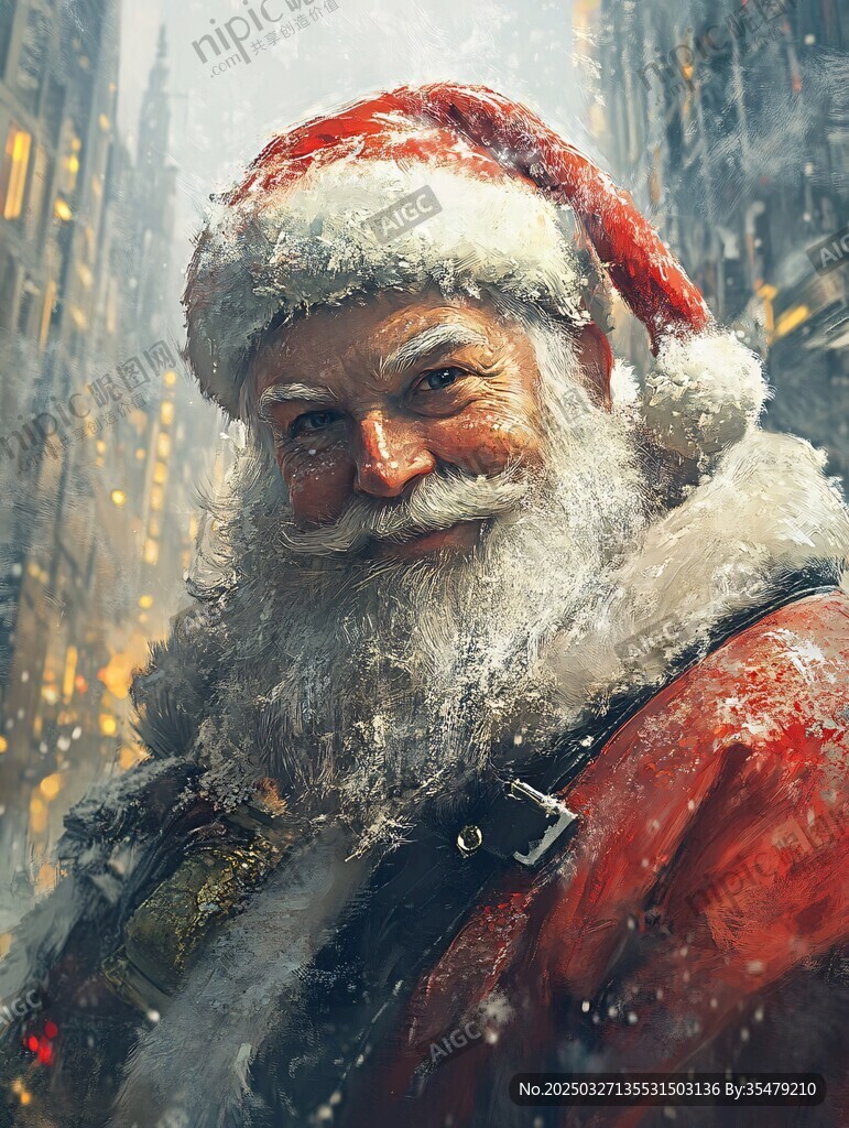 雪中微笑的奇幻圣诞老人