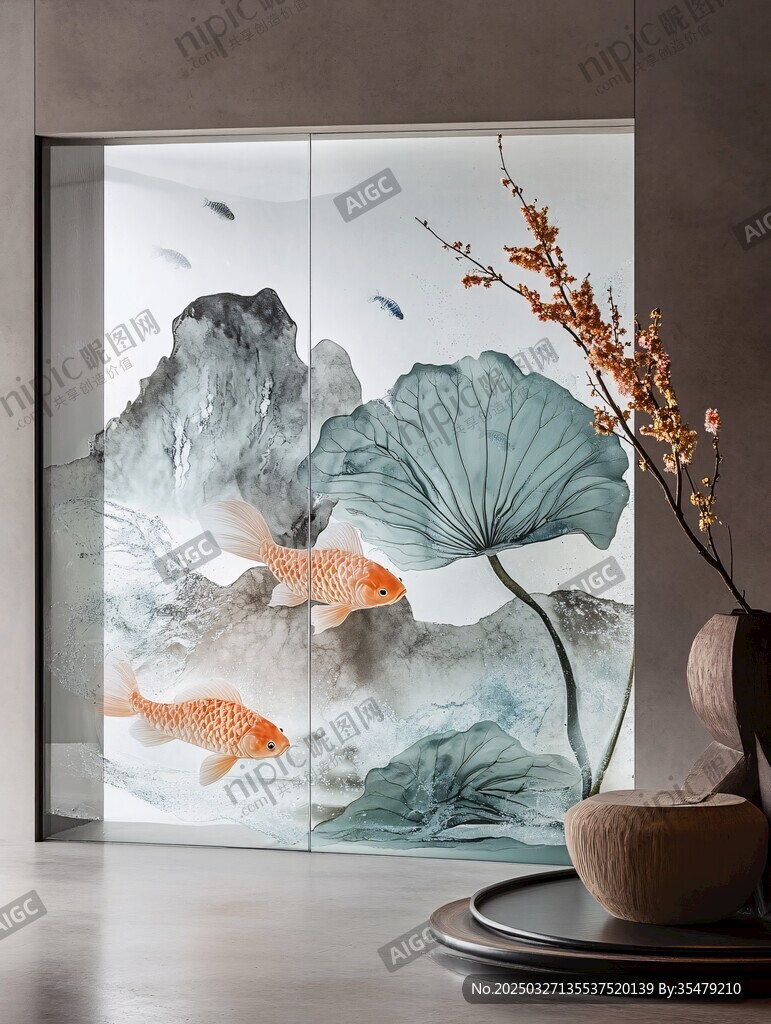 中式屏风前的雅致景致