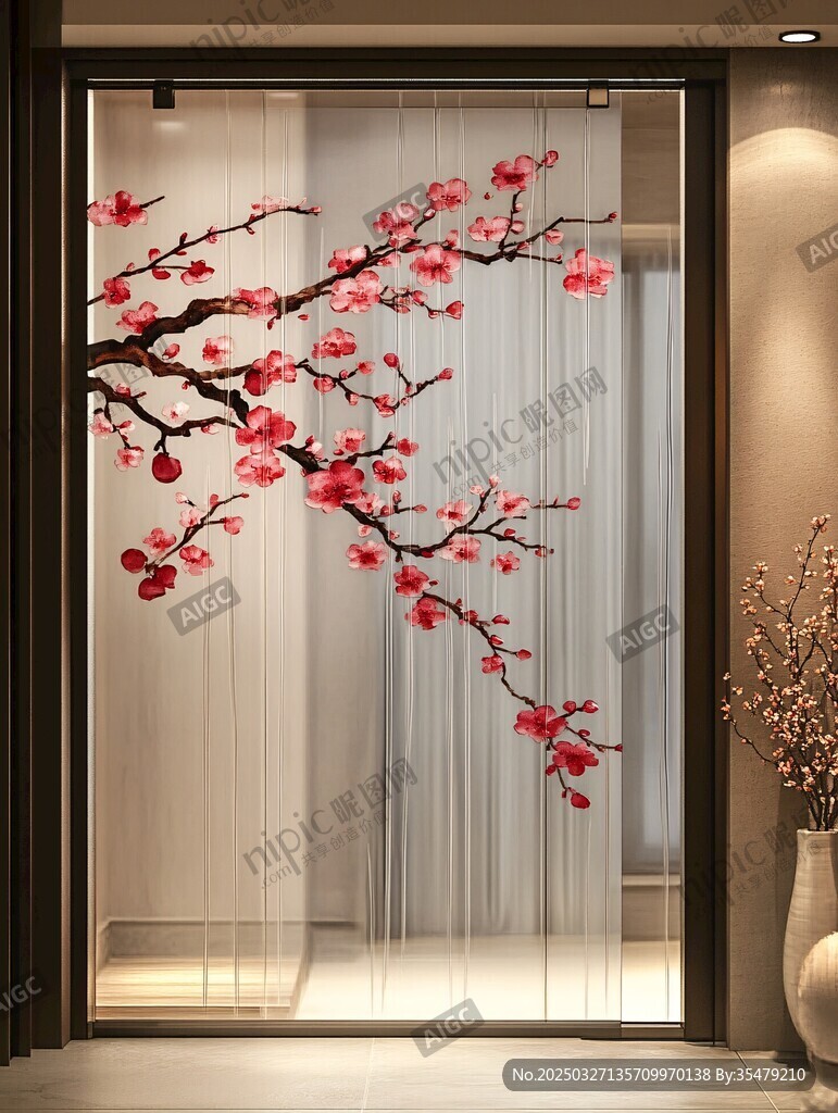 中式梅花屏风 雅致家居景致