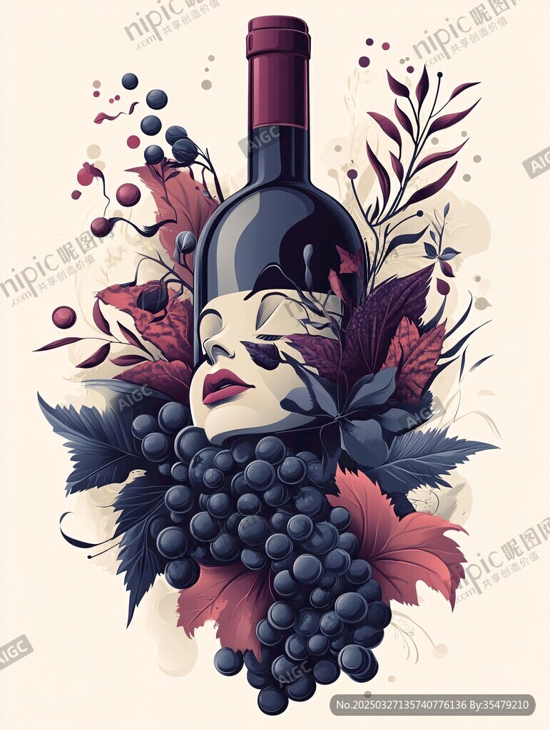 葡萄酒主题梦幻插画艺术