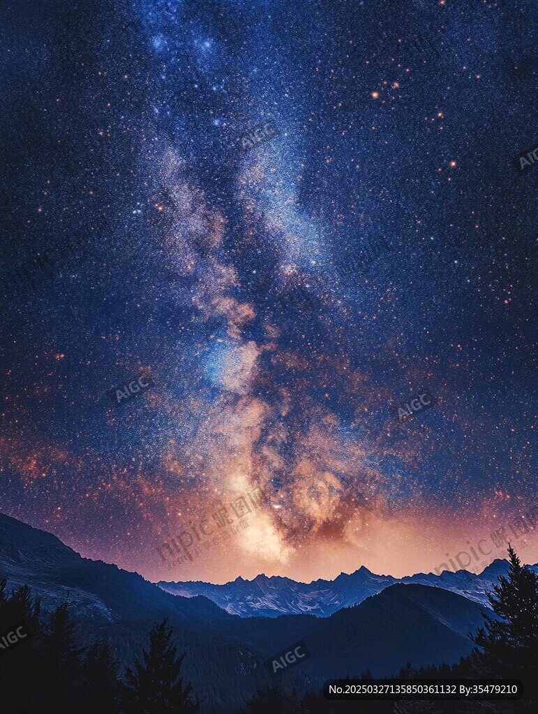 璀璨星河下的壮丽山峦