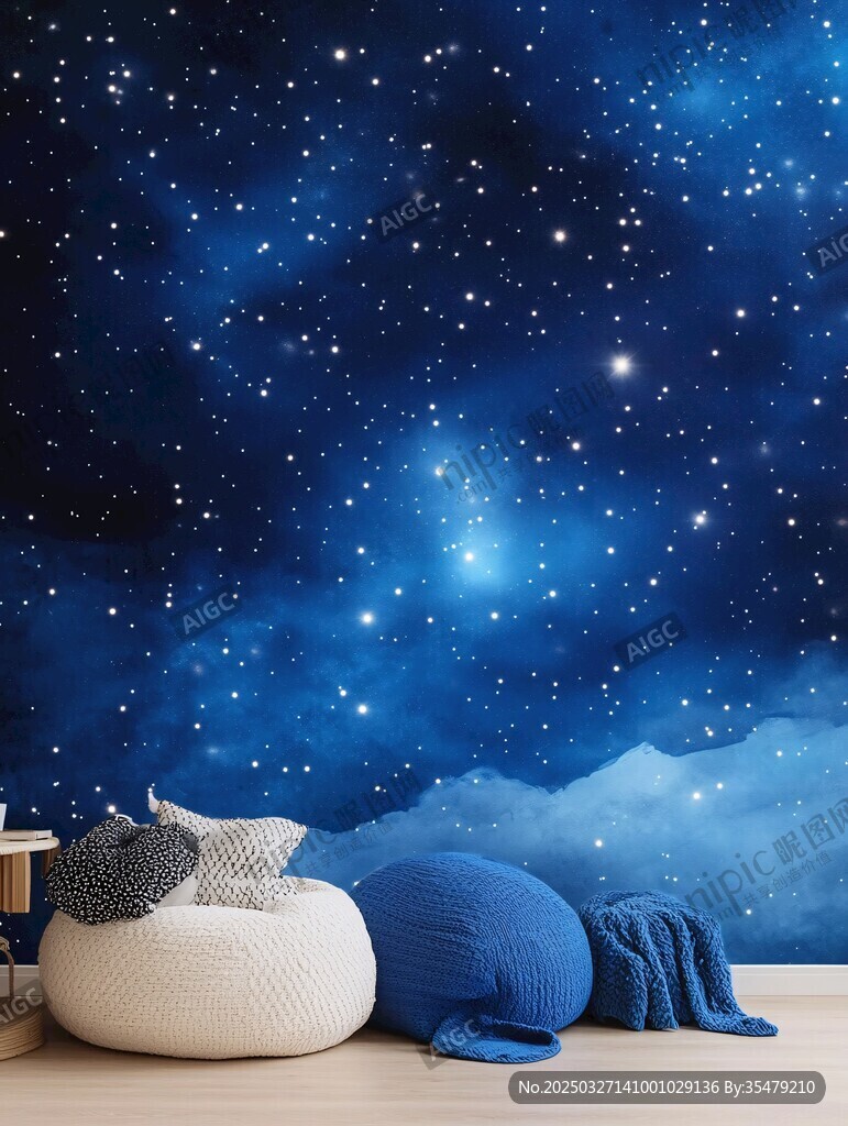 梦幻星空卧室墙面装饰
