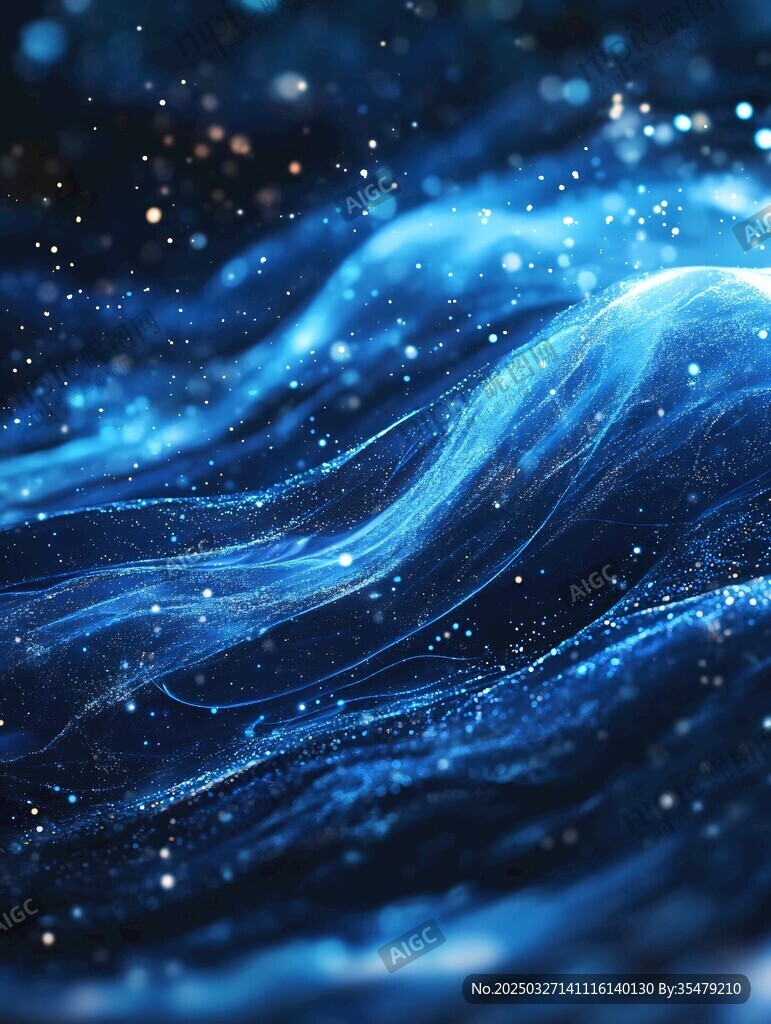 梦幻蓝色流动光影背景