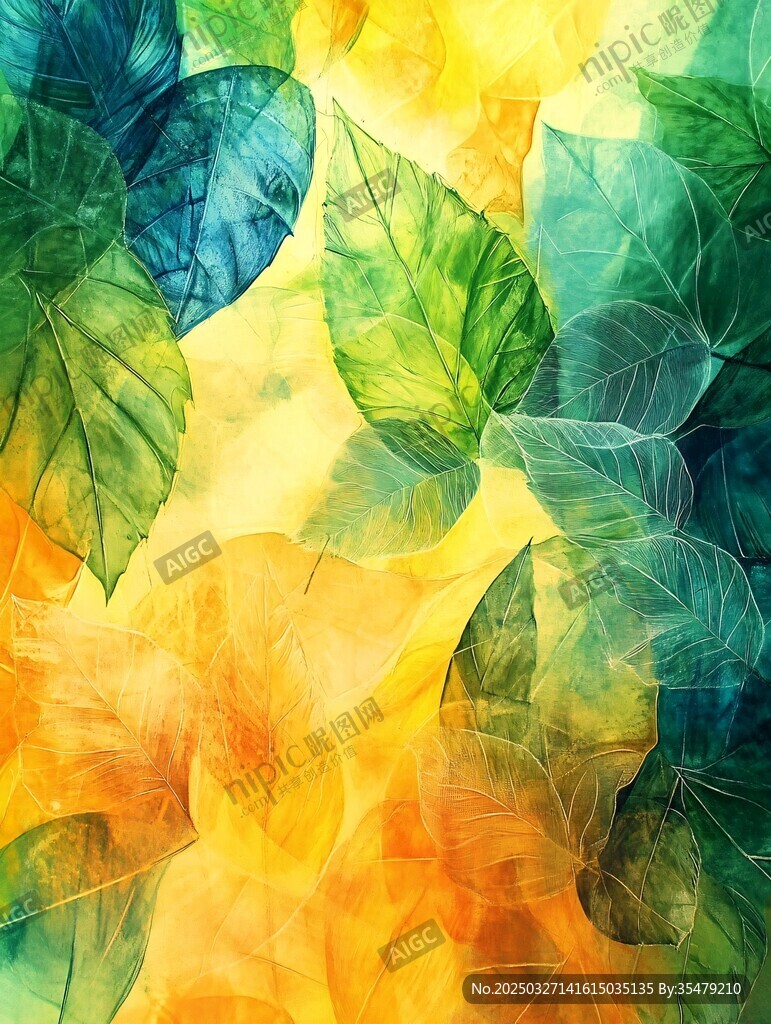 水彩绘叶 灵动自然之美