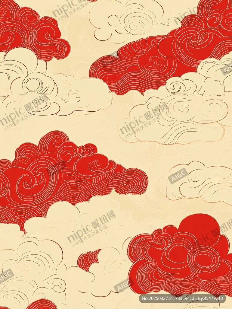 中式云纹图案背景图